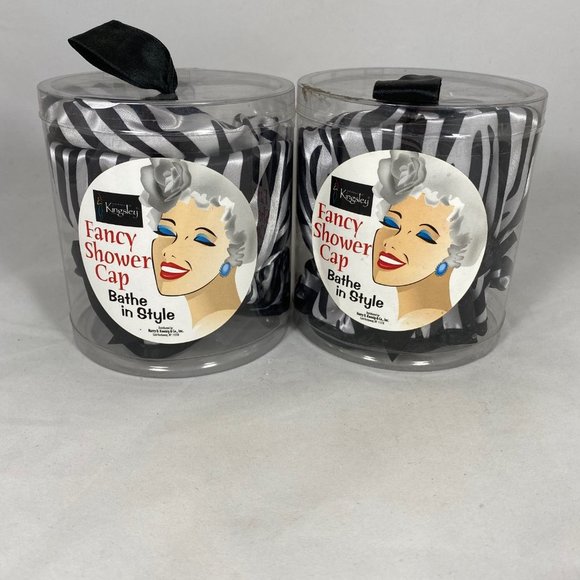 Kingsley Other - Kingsley Fancy Shower Cap Zebra Print - Pack of 2